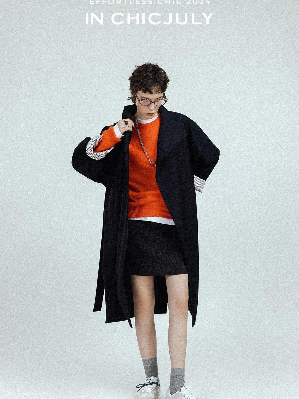 chicjuly Subtle Striped Textured High Waist A Line Women's Wool Acetate Mini Skirts