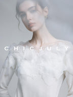 chicjuly Swan Neck Hand Embroidered 3d Floral Mesh Women's Wool Blouses