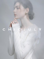chicjuly Swan Neck Hand Embroidered 3d Floral Mesh Women's Wool Blouses