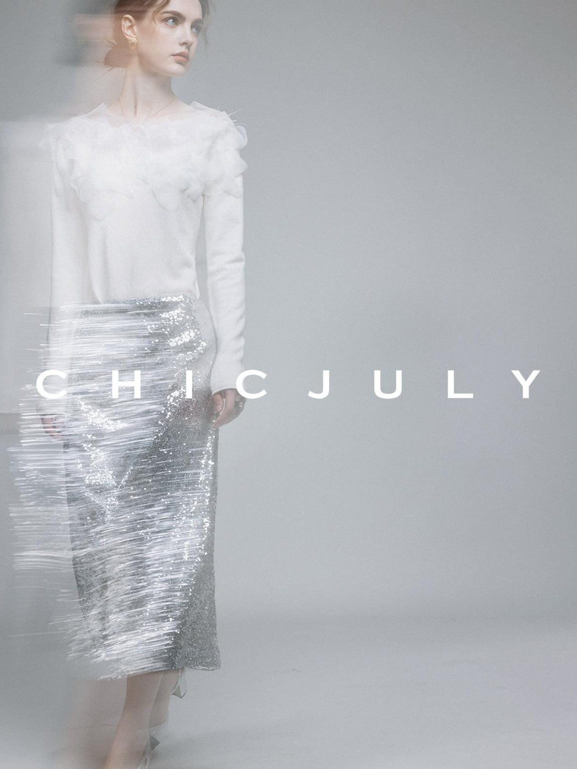 chicjuly Swan Neck Hand Embroidered 3d Floral Mesh Women's Wool Blouses