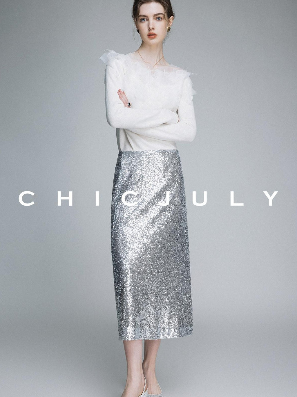 chicjuly Swan Neck Hand Embroidered 3d Floral Mesh Women's Wool Blouses