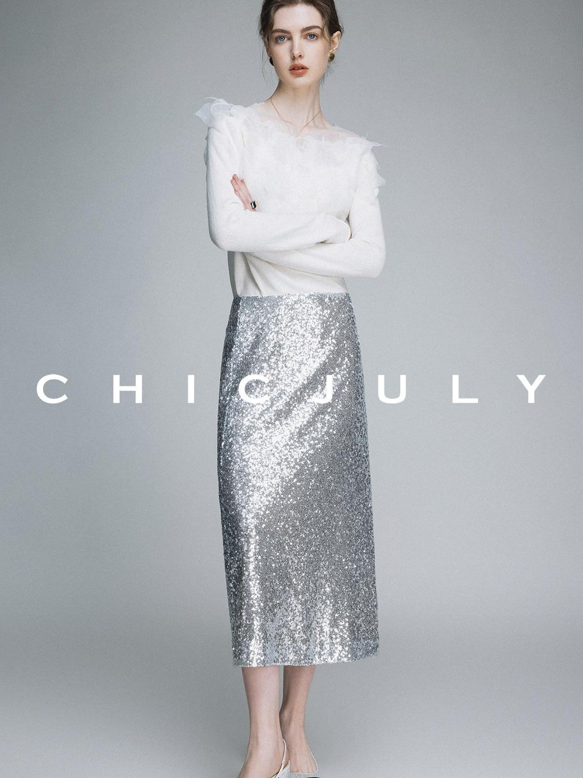 chicjuly Swan Neck Hand Embroidered 3d Floral Mesh Women's Wool Blouses