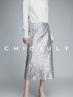 chicjuly Swan Neck Hand Embroidered 3d Floral Mesh Women's Wool Blouses