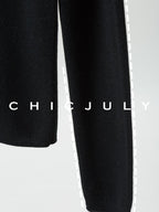 chicjuly Swan Neck Hand Embroidered 3d Floral Mesh Women's Wool Blouses