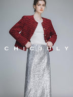 chicjuly Swan Neck Hand Embroidered 3d Floral Mesh Women's Wool Blouses