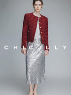 chicjuly Swan Neck Hand Embroidered 3d Floral Mesh Women's Wool Blouses