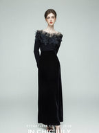 chicjuly Swan Neck Hand Embroidered 3d Floral Mesh Women's Wool Blouses