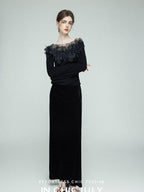 chicjuly Swan Neck Hand Embroidered 3d Floral Mesh Women's Wool Blouses