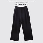 chicjuly Tailored Tapered Non Iron High Waist Women's Wool Lyocell Blend Wide-leg Pants 963133154216