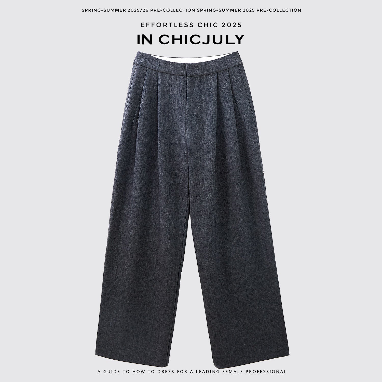 chicjuly Tailored Tapered Non Iron High Waist Women's Wool Lyocell Blend Wide-leg Pants 963133154216