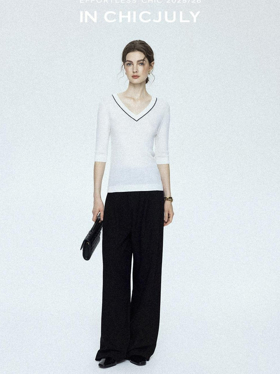 chicjuly Tailored Tapered Non Iron High Waist Women's Wool Lyocell Blend Wide-leg Pants