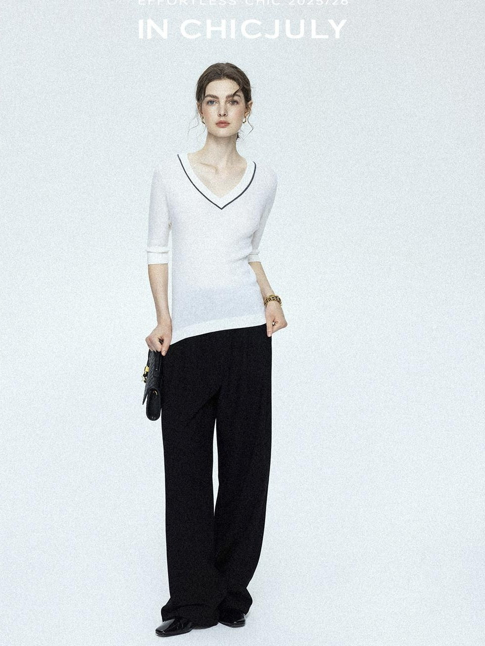 chicjuly Tailored Tapered Non Iron High Waist Women's Wool Lyocell Blend Wide-leg Pants