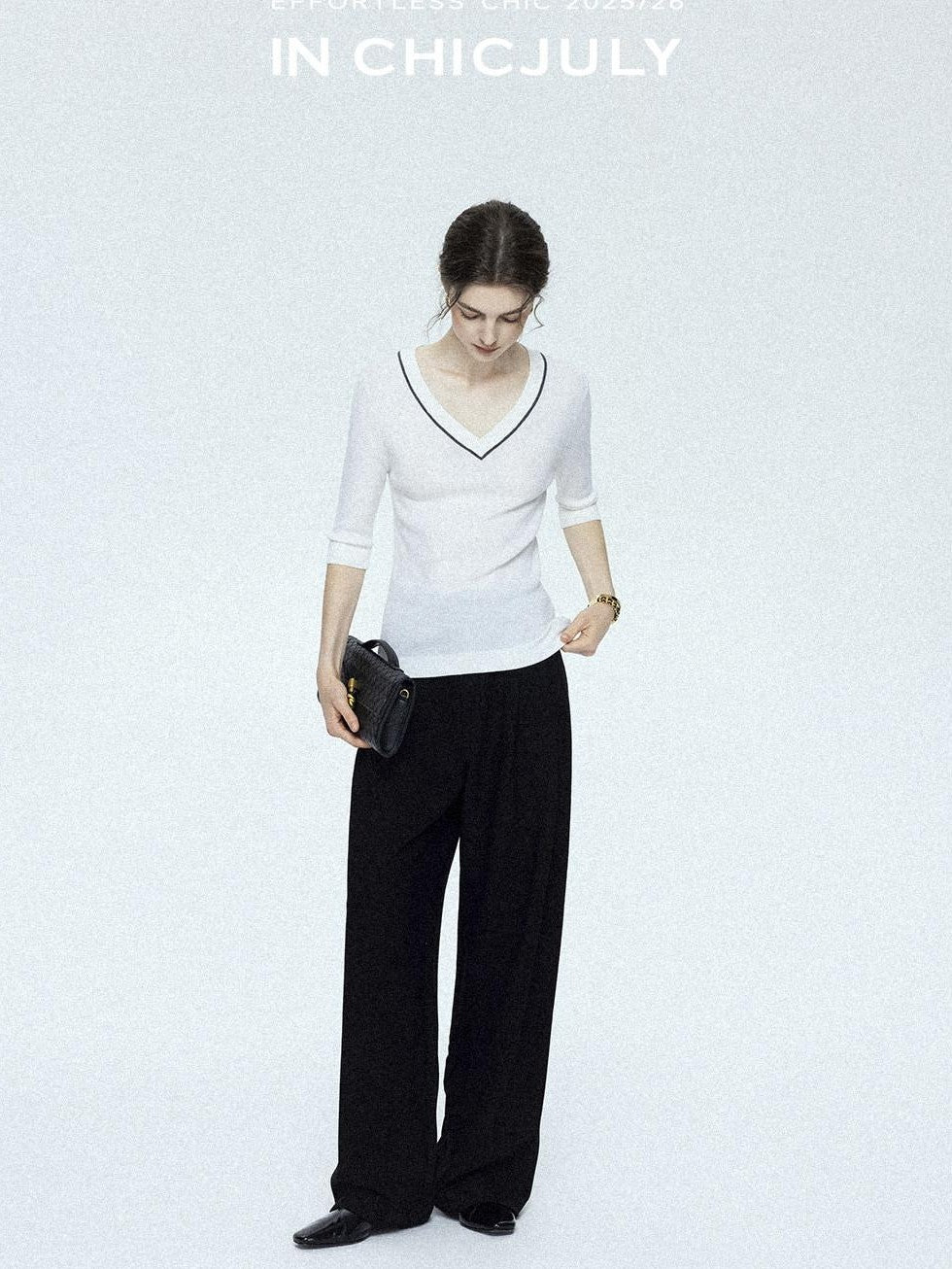 chicjuly Tailored Tapered Non Iron High Waist Women's Wool Lyocell Blend Wide-leg Pants