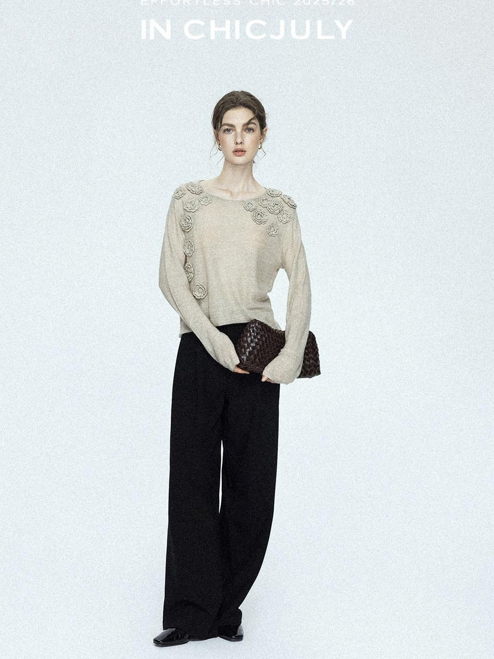 chicjuly Tailored Tapered Non Iron High Waist Women's Wool Lyocell Blend Wide-leg Pants