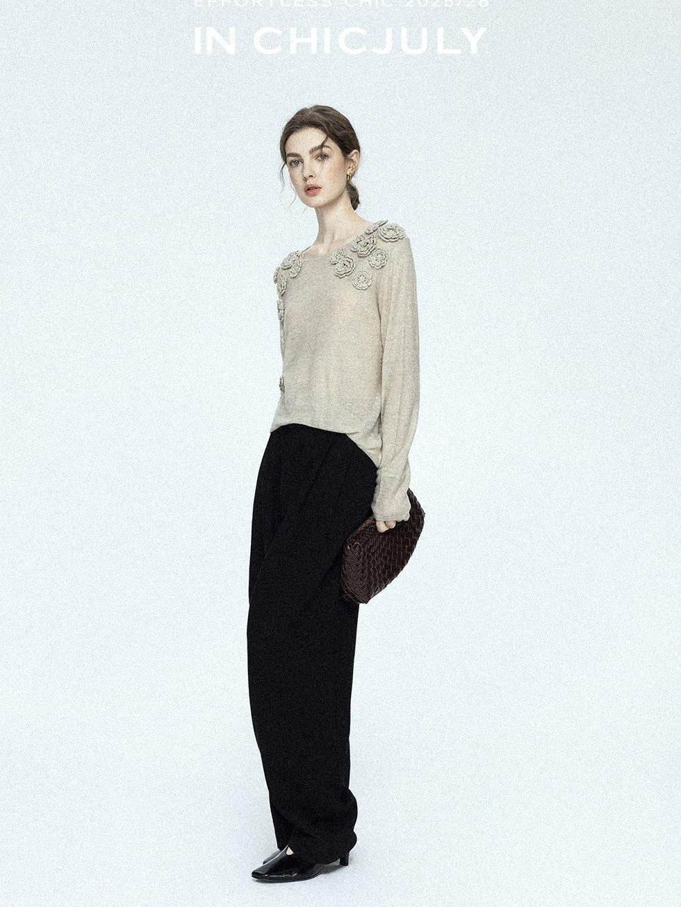 chicjuly Tailored Tapered Non Iron High Waist Women's Wool Lyocell Blend Wide-leg Pants