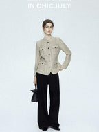 chicjuly Tailored Tapered Non Iron High Waist Women's Wool Lyocell Blend Wide-leg Pants