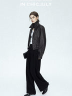 chicjuly Tailored Tapered Non Iron High Waist Women's Wool Lyocell Blend Wide-leg Pants
