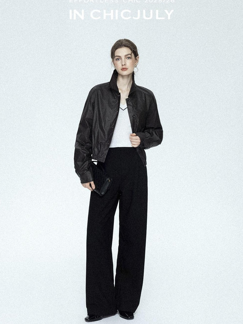 chicjuly Tailored Tapered Non Iron High Waist Women's Wool Lyocell Blend Wide-leg Pants