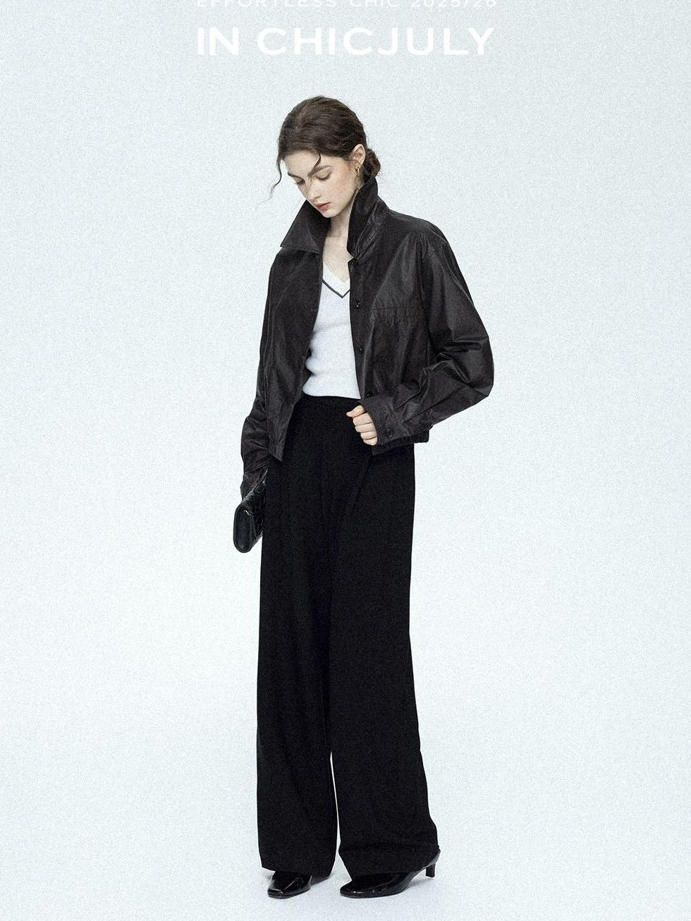 chicjuly Tailored Tapered Non Iron High Waist Women's Wool Lyocell Blend Wide-leg Pants