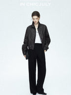 chicjuly Tailored Tapered Non Iron High Waist Women's Wool Lyocell Blend Wide-leg Pants