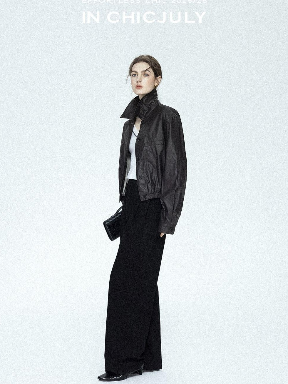 chicjuly Tailored Tapered Non Iron High Waist Women's Wool Lyocell Blend Wide-leg Pants