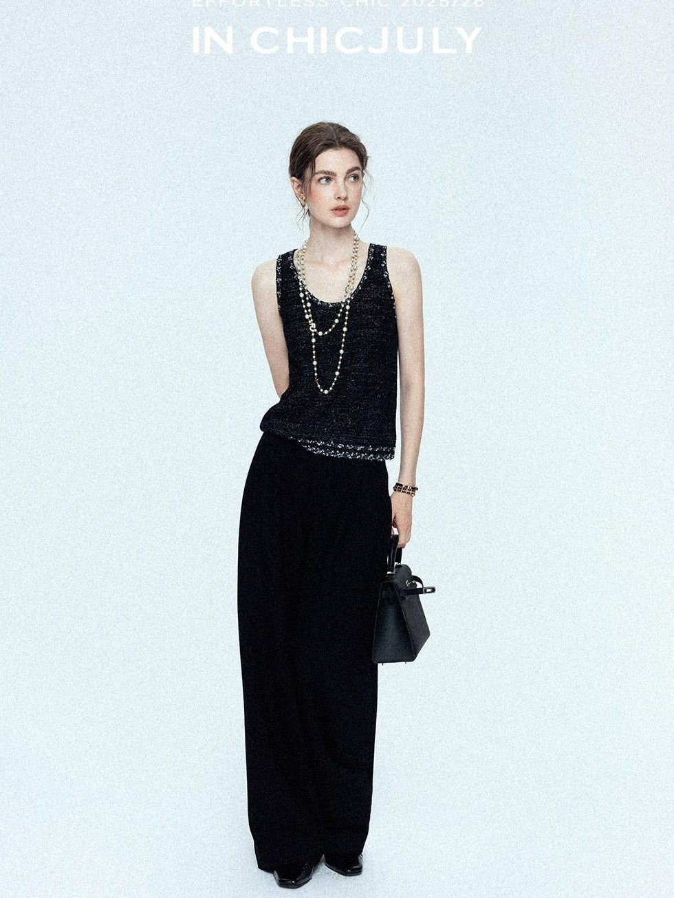 chicjuly Tailored Tapered Non Iron High Waist Women's Wool Lyocell Blend Wide-leg Pants
