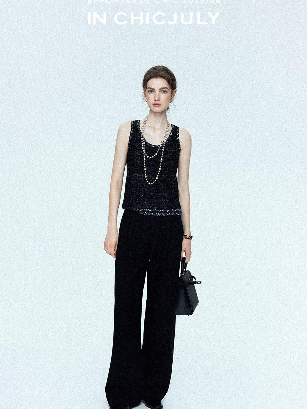 chicjuly Tailored Tapered Non Iron High Waist Women's Wool Lyocell Blend Wide-leg Pants