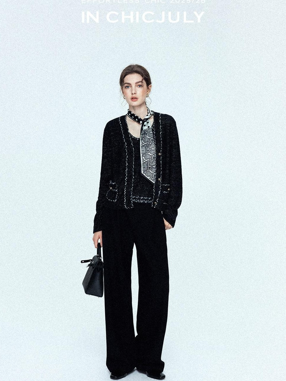 chicjuly Tailored Tapered Non Iron High Waist Women's Wool Lyocell Blend Wide-leg Pants