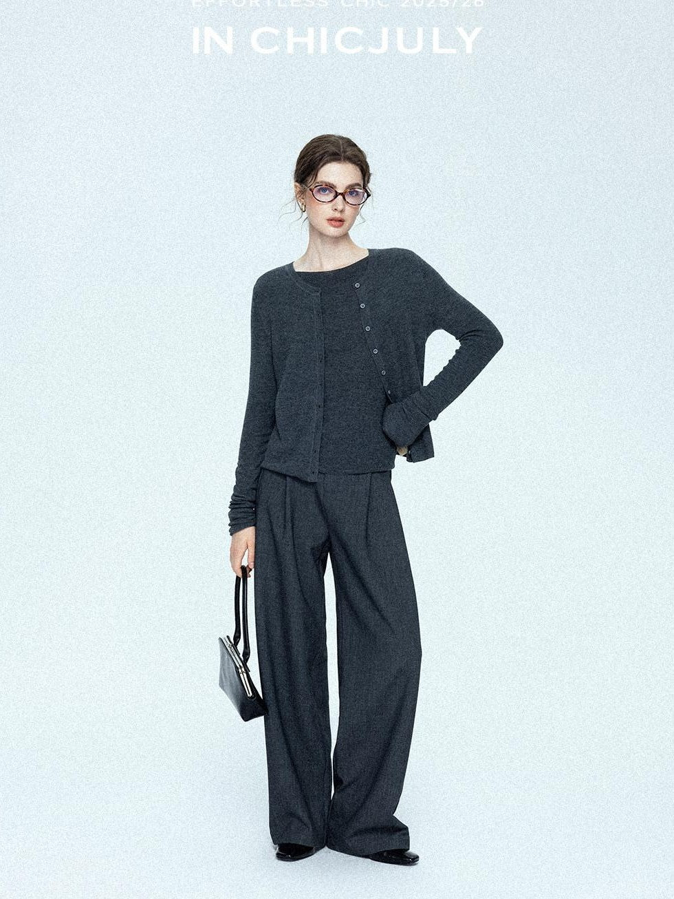 chicjuly Tailored Tapered Non Iron High Waist Women's Wool Lyocell Blend Wide-leg Pants