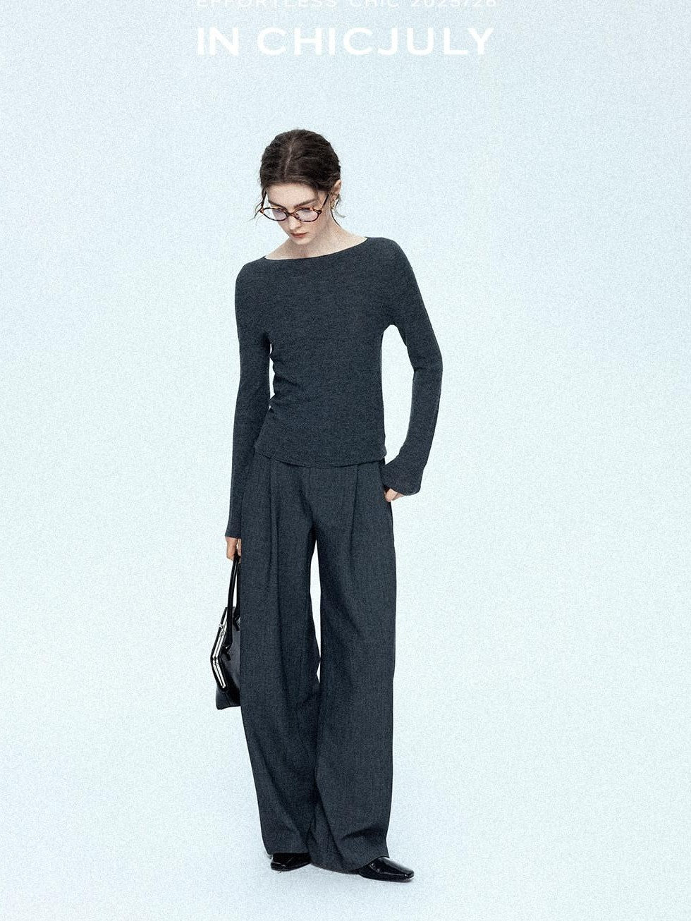 chicjuly Tailored Tapered Non Iron High Waist Women's Wool Lyocell Blend Wide-leg Pants