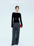 chicjuly Tailored Tapered Non Iron High Waist Women's Wool Lyocell Blend Wide-leg Pants