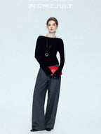 chicjuly Tailored Tapered Non Iron High Waist Women's Wool Lyocell Blend Wide-leg Pants