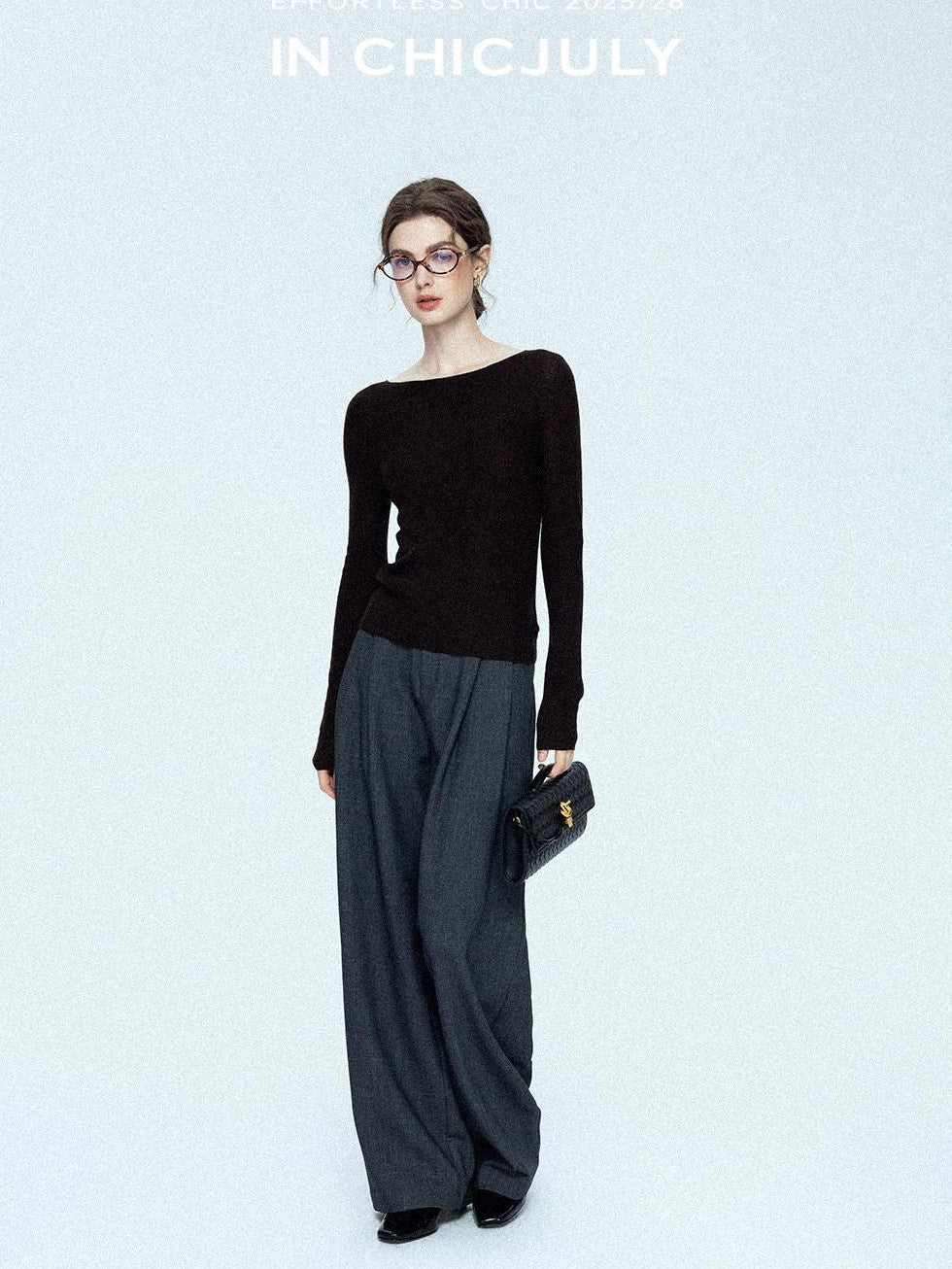 chicjuly Tailored Tapered Non Iron High Waist Women's Wool Lyocell Blend Wide-leg Pants