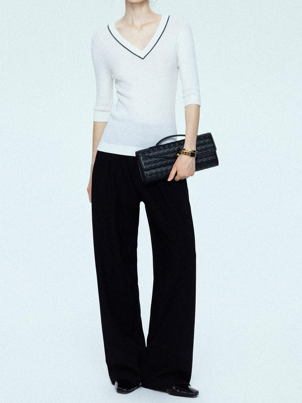 chicjuly Tailored Tapered Non Iron High Waist Women's Wool Lyocell Blend Wide-leg Pants