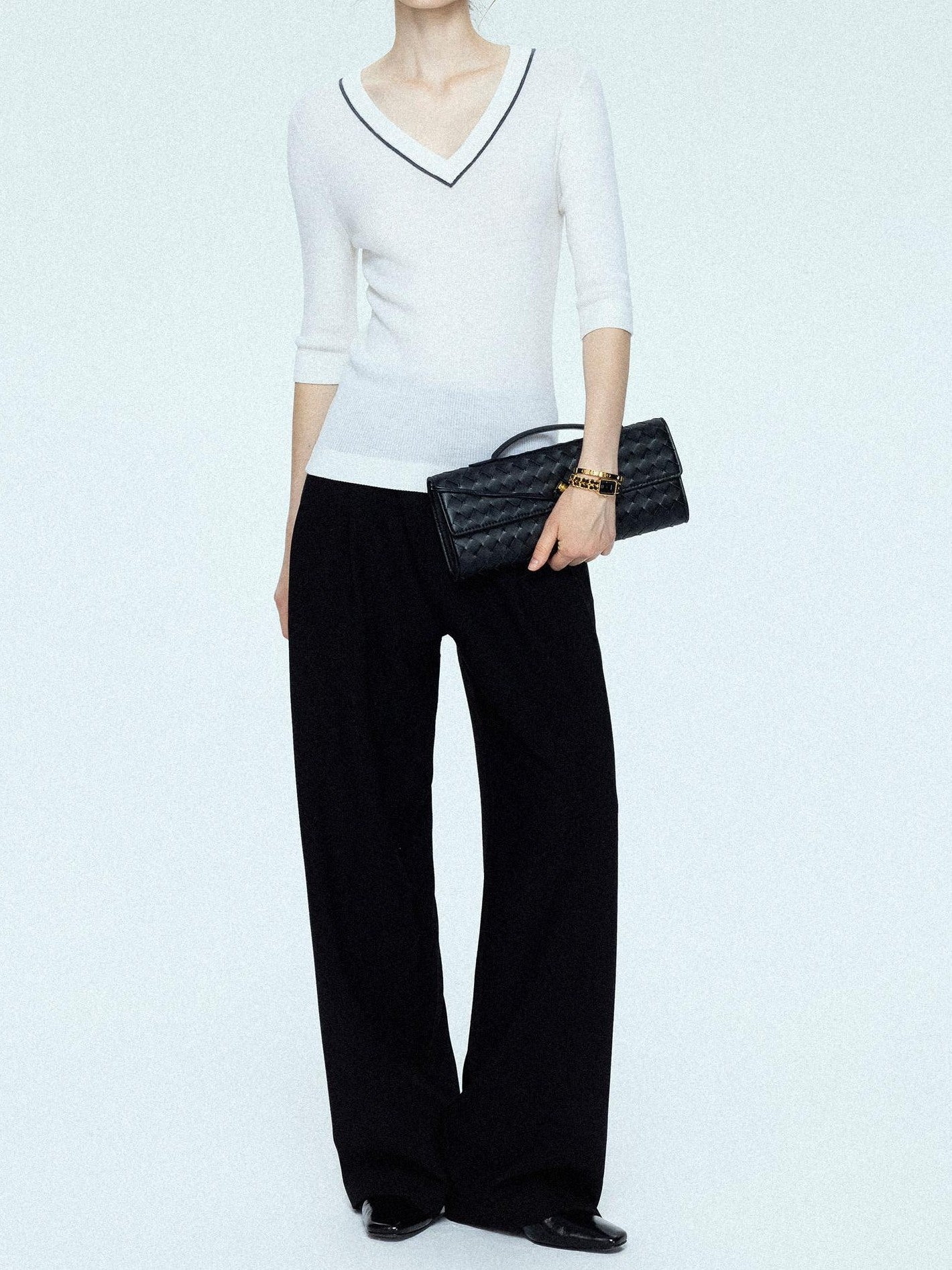 chicjuly Tailored Tapered Non Iron High Waist Women's Wool Lyocell Blend Wide-leg Pants