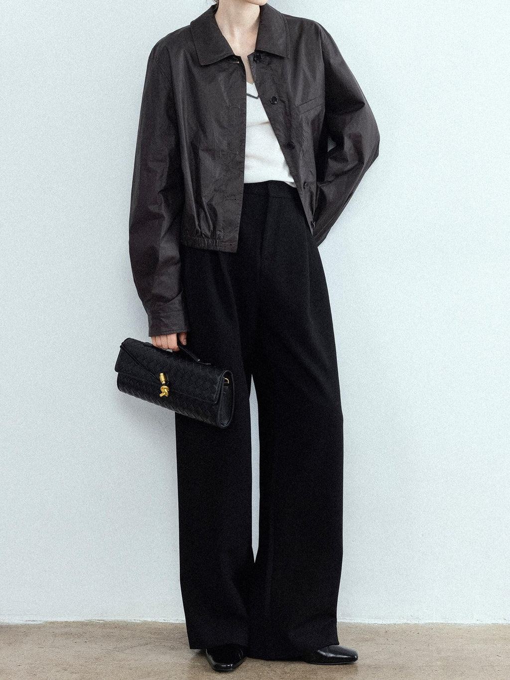 chicjuly Tailored Tapered Non Iron High Waist Women's Wool Lyocell Blend Wide-leg Pants