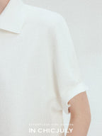 chicjuly Tenniscore Polo Collar Sweatshirt Short Sleeve Women's Cotton Top & Shorts Sets