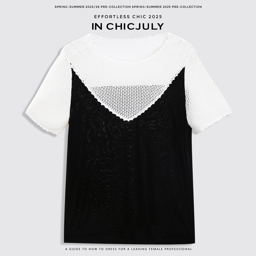chicjuly Textured Breathable Colorblock Patchwork Women's Lyocell Cotton Blouses 930417967238