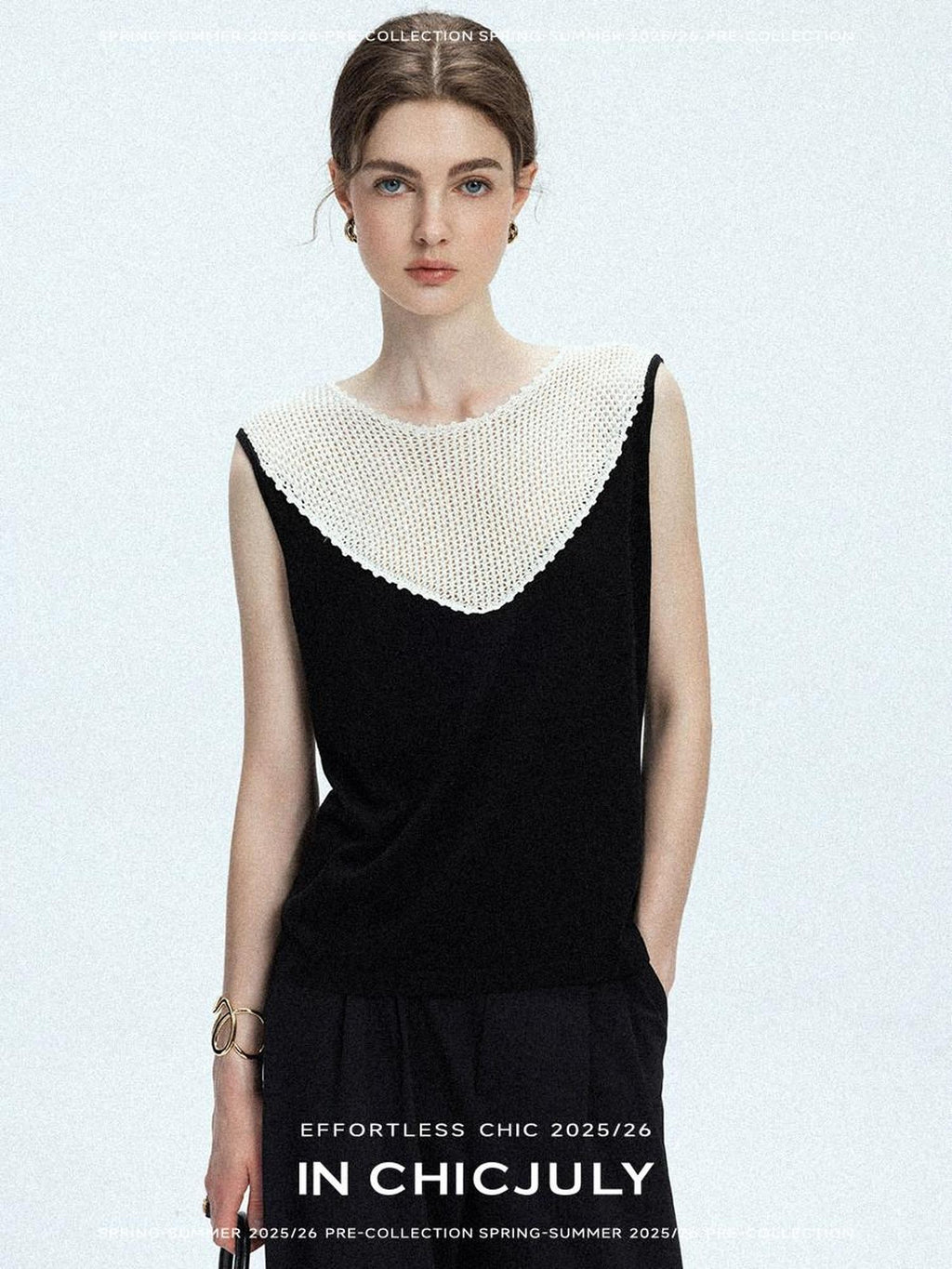 chicjuly Textured Breathable Colorblock Patchwork Women's Lyocell Cotton Blouses
