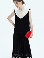 chicjuly Textured Breathable Colorblock Patchwork Women's Lyocell Cotton Blouses