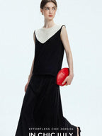 chicjuly Textured Breathable Colorblock Patchwork Women's Lyocell Cotton Blouses