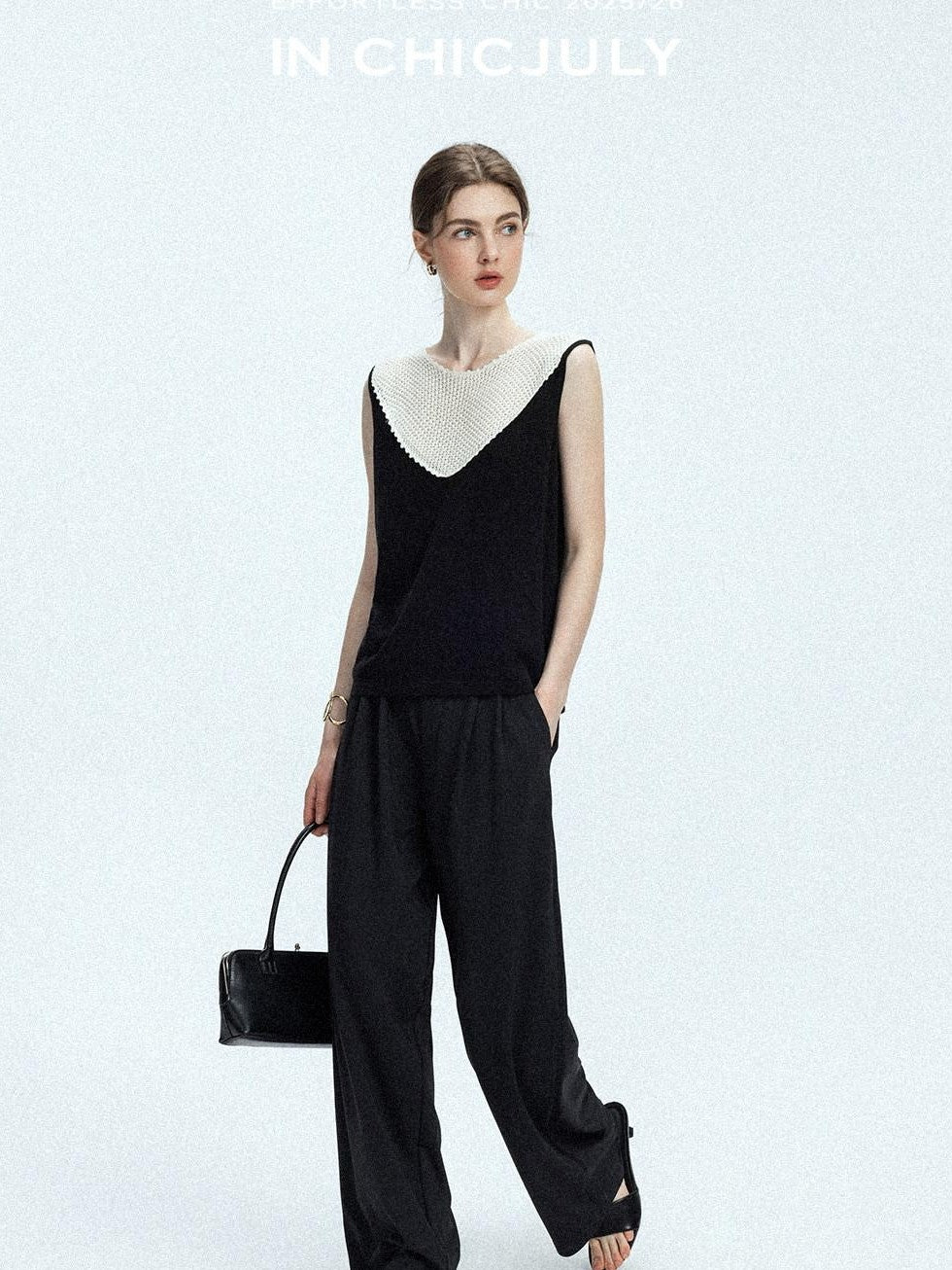 chicjuly Textured Breathable Colorblock Patchwork Women's Lyocell Cotton Blouses