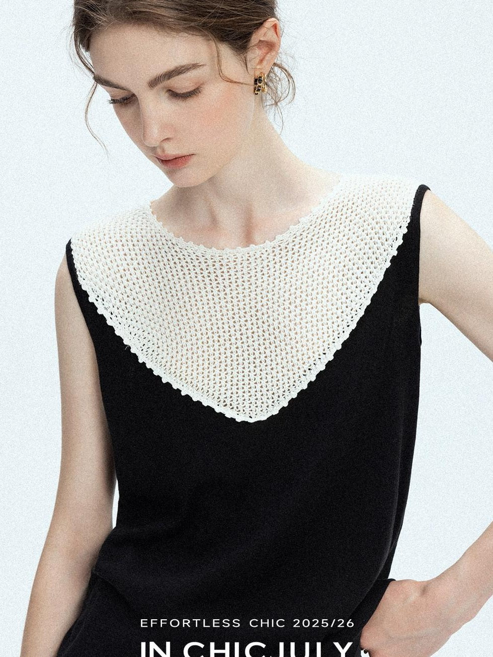 chicjuly Textured Breathable Colorblock Patchwork Women's Lyocell Cotton Blouses