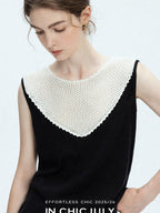 chicjuly Textured Breathable Colorblock Patchwork Women's Lyocell Cotton Blouses