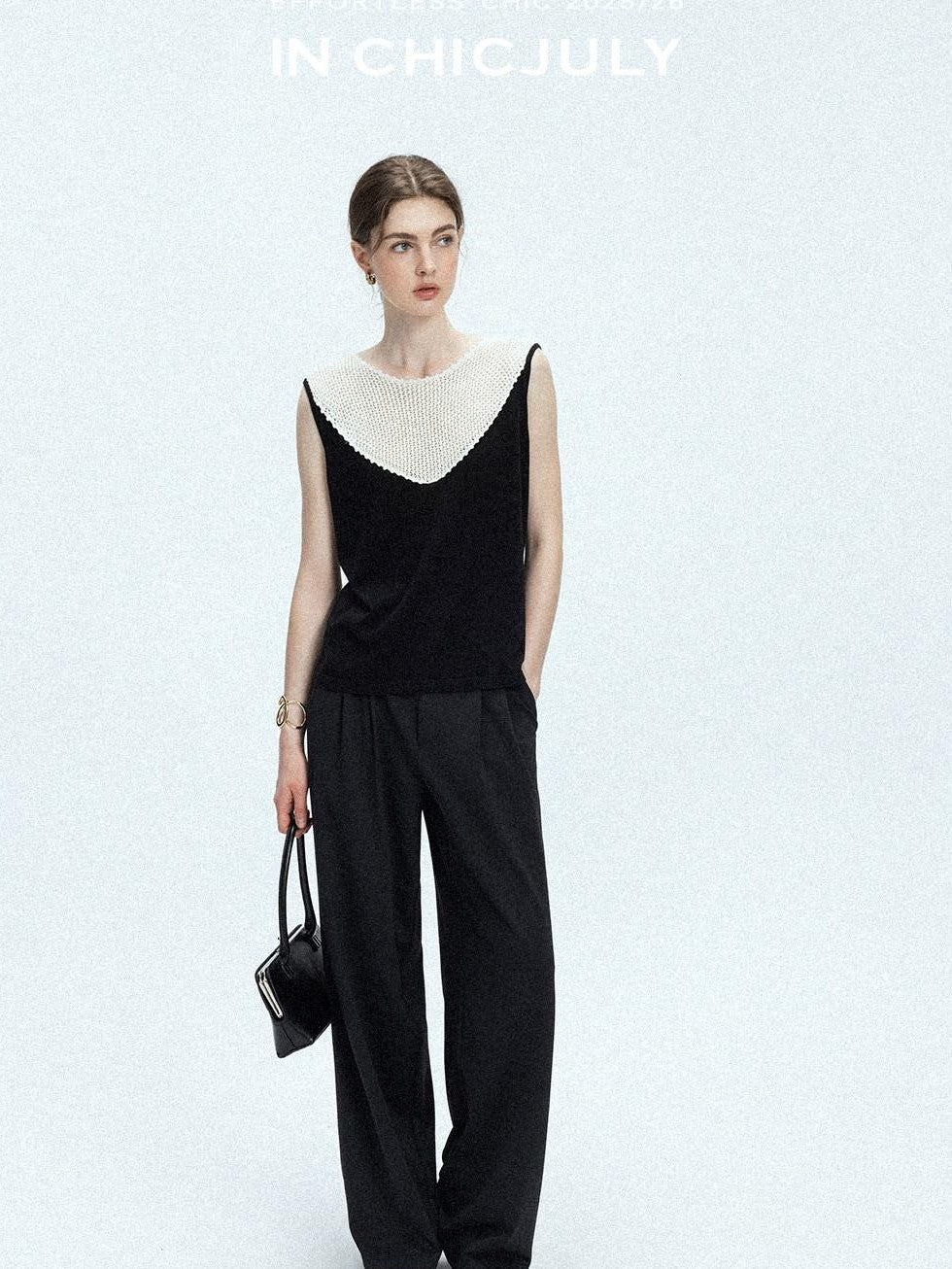 chicjuly Textured Breathable Colorblock Patchwork Women's Lyocell Cotton Blouses