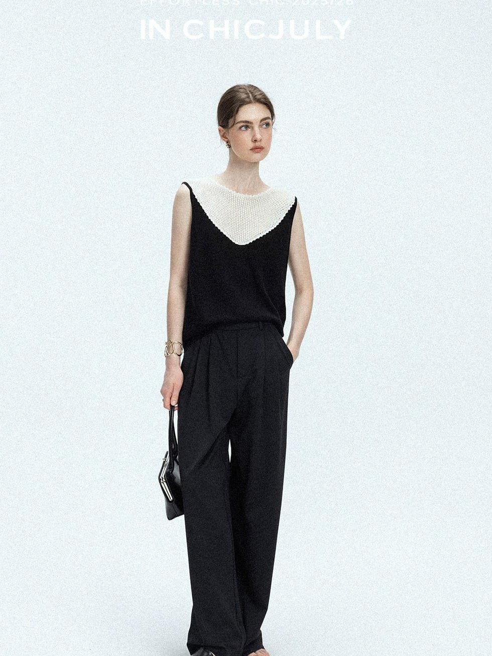 chicjuly Textured Breathable Colorblock Patchwork Women's Lyocell Cotton Blouses
