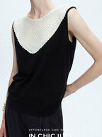 chicjuly Textured Breathable Colorblock Patchwork Women's Lyocell Cotton Blouses