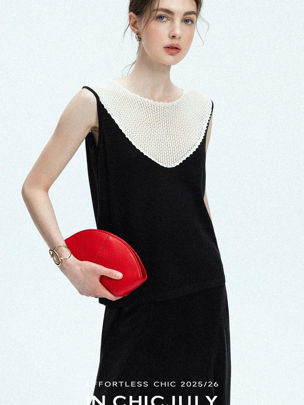 chicjuly Textured Breathable Colorblock Patchwork Women's Lyocell Cotton Blouses