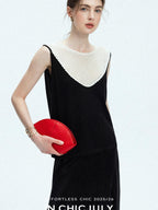 chicjuly Textured Breathable Colorblock Patchwork Women's Lyocell Cotton Blouses