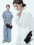 chicjuly Textured Relaxed Irregular Twist Knot Women's Lyocell Wide-leg Pants